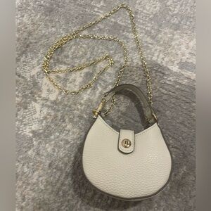 Nanette Lepore Mini Crossbody Shoulder Crescent Bag Purse Ivory Gold Tone NEW